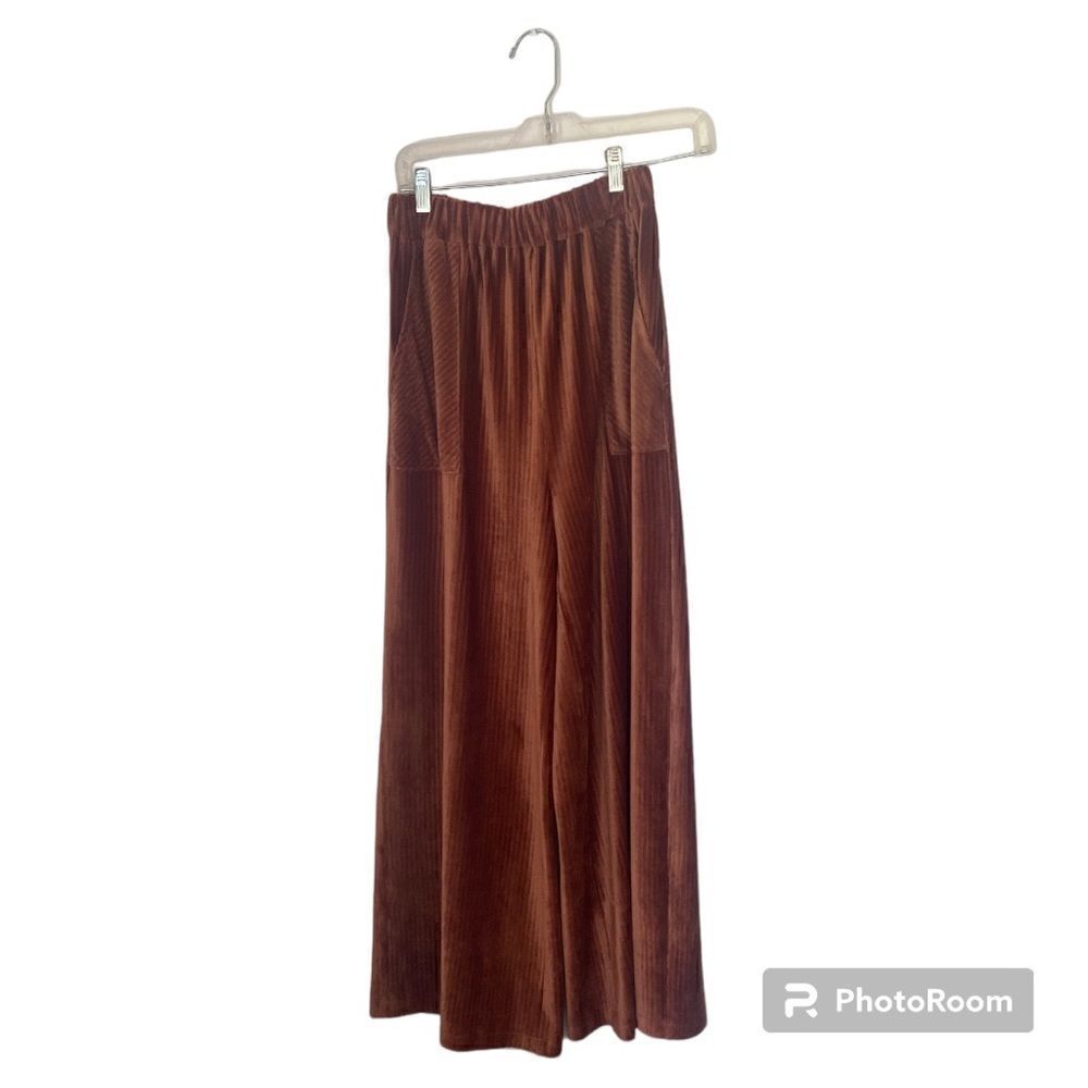 Doe & Rae Corduroy Wide Leg Pants Drawstring Copper